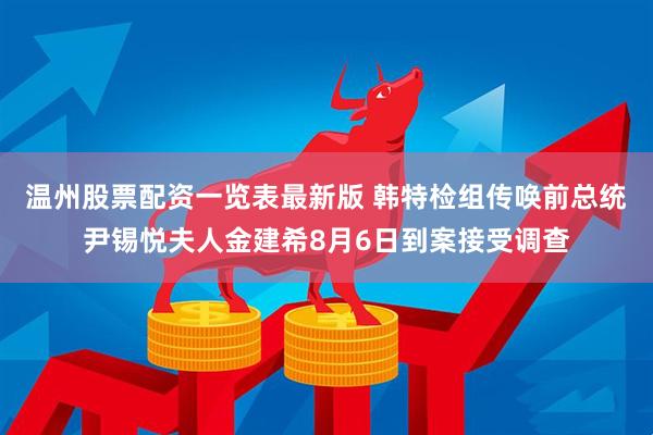 温州股票配资一览表最新版 韩特检组传唤前总统尹锡悦夫人金建希8月6日到案接受调查