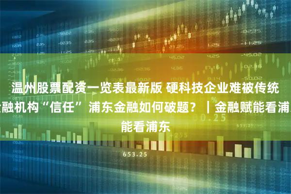 温州股票配资一览表最新版 硬科技企业难被传统金融机构“信任” 浦东金融如何破题？｜金融赋能看浦东